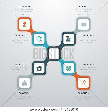 Vector illustration infographics eight options. Stock vector