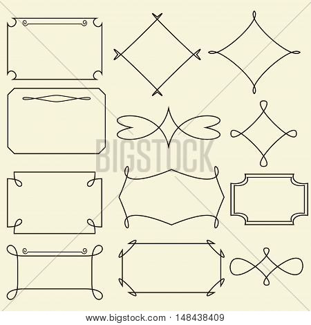 Set vintage labels and frame. Vector illustration