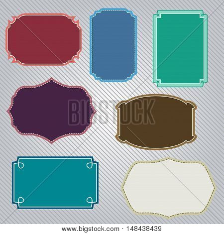 Set vintage labels and frame. Vector illustration