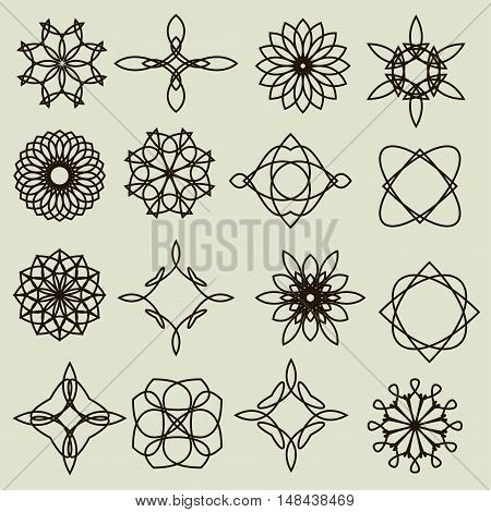 Vector set of outline emblems and badges. Logo templates