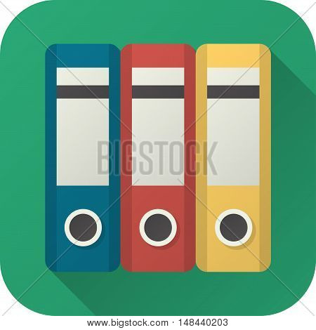 Vector illustration. Square shape icon in flat design. Toy folders in simple design with long shadow. Icon vector size 1024 corner radius 180