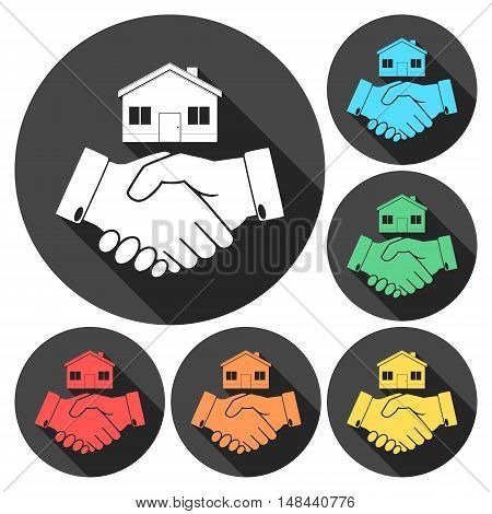 Home handshake sign icon set on white background