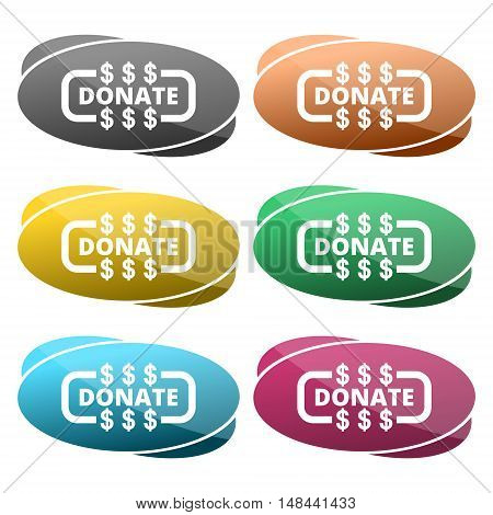 Donate sign icon set on white background