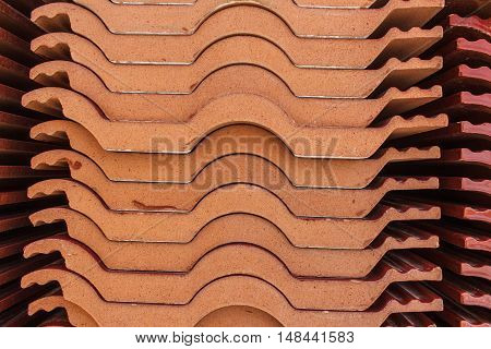 The Red tile element wall of roof.