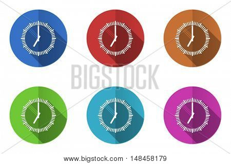 Flat design clock vector icon. Eps 10 web colorful buttons.