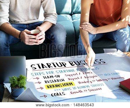 Startup Business Plan Steps Graphic Concept