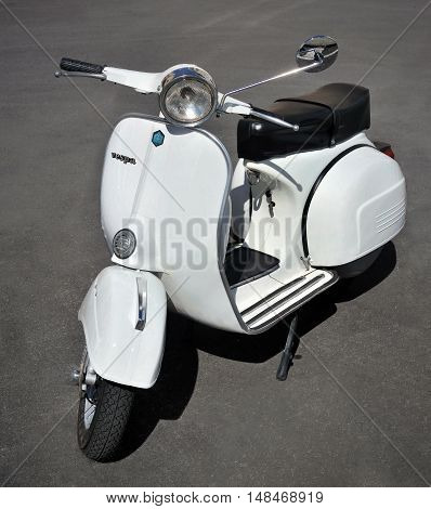 Genova, Liguria, Italy - September 18, 2016: Oktoberfest in Victory Square in Genoa, the first edition of motorsport meeting HBier rally dedicated to Vespas, Lambrettas and Fiat 500.