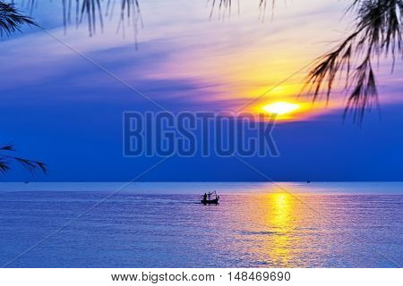 Dawn at Ban Krut Beach at Prachuap Khirikhun Province Thailand