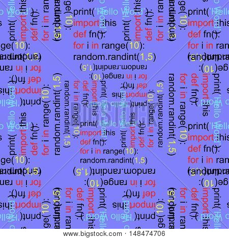 Seamless Pattern A Python Programming Code On A Purple Background Vector Illustration