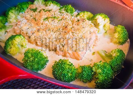 Pan Fried Almond Crusted Salmon With Almond Sauce,