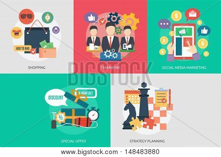 Business Concept Design | Set of great vertical banner flat design illustration concepts for business, people, marketing, working, idea, event and much more.