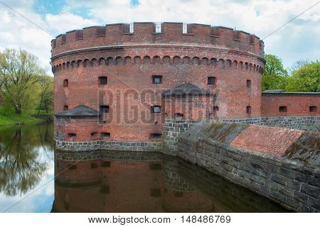 Tower of Der Dona now museum of Amber. Part of the german defensive fortifications in the Konigsberg (1843-1859). After Second World War Konigsberg was called Kaliningrad and became part of Russia.