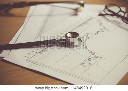 Health of stock graph / concept : analysis the value investment of the stock market