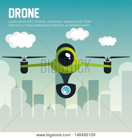 drone with camera fly city graphic vector illustration eps 10