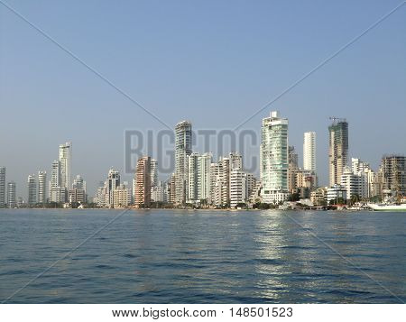 District for the wealthy on the Peninsula Bocagrande (Colombia).