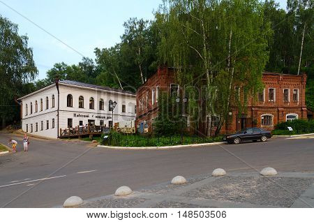 PLES RUSSIA - JULY 20 2016: Unidentified people are relaxing on terrace of restaurant-brewery 