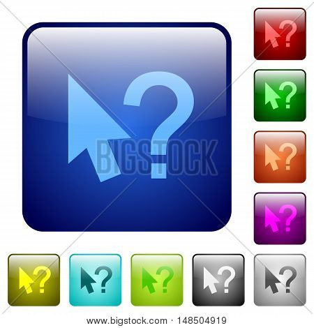 Set of help cursor color glass rounded square buttons