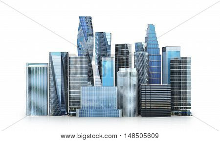 City scape skyscrapers .The city is isolated on a white background. 3D illustration