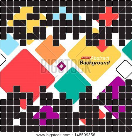 Abstract Concept. Minimalistic Backdrop Design. Patch Red, Blue, Yellow, Green Flying Square Icon. L