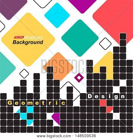 Abstract Concept. Minimalistic Backdrop Design. Patch Red, Blue, Yellow, Green Flying Square Icon. L
