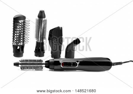 Hairdryer styler brush for hair drying and styling