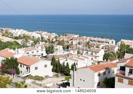 Views of Santa Pola town. It is a coastal town located in the comarca of Baix Vinalopo in the Valencian Community Alicante Spain by de Mediterranean Sea.