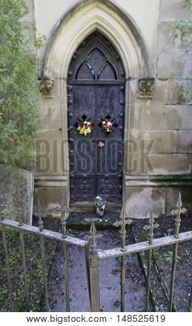 Old Gate Of A Funeral Pantheon Detail Of Edification For Dead Graveyard
