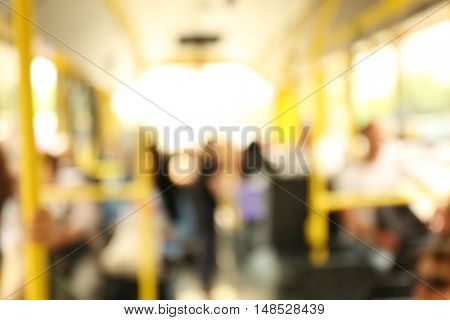 Blurred background of crowded public transport