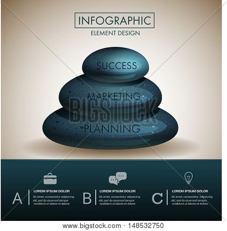 Marble stone zen step marketing  concept infographic template design.Can used for infographic,banner,data,chart,diagram,presentation business and education.Vector illustration