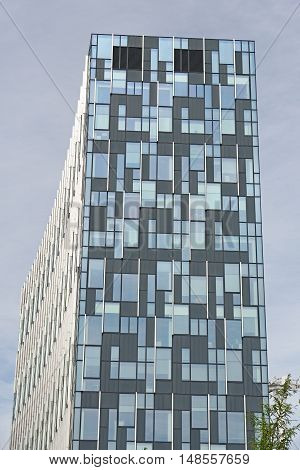 LONDON,ENGLAND - JULY 7, 2016: 6 Mitre Passage a 12-storey commercial development on Peninsular square in the new business district of Greenwich Peninsula.