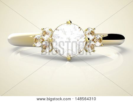 Diamond Ring. Fashion jewelery. 3d digitally rendered illustration