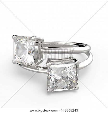 Wedding rings with diamonds.. Fashion jewelry. 3d digitally rendered illustration