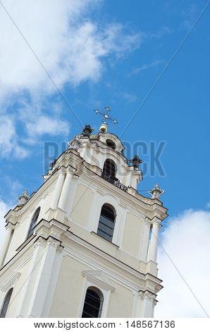 Lithuanian churches. Vilnius churches. St. Johns Church, Vilnius, Lithuania.Old church in dramatic sky background