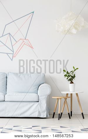Living Room With Washi Tape Decor Idea