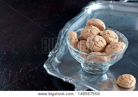 Typical Italian biscuits amaretti biscuits in piedmont