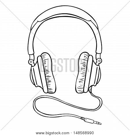 Vector Single Lineart Circumaural Headphones With Wire