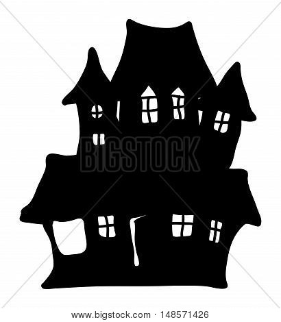 Halloween Creepy Scary Hounted House, Vector Symbol Icon Design.
