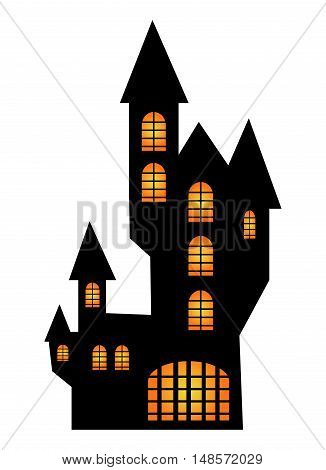 Halloween Creepy Scary Hounted House, Vector Symbol Icon Design.