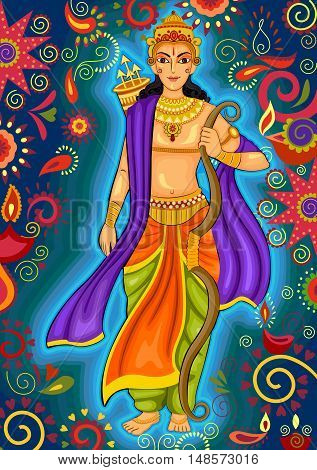 Vector design of Indian God Rama for Dussehra festival celebration in India