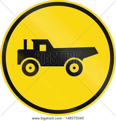 Temporary Road Sign Used In The African Country Of Botswana - Construction Vehicles Only