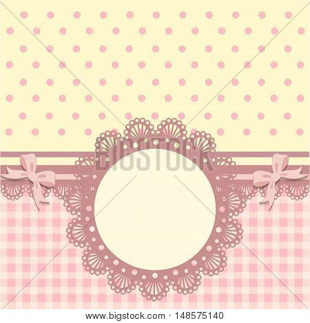 Card invitation vector template for baby shower wedding or birthday party with sweet baby. Cute background with white space to put your own text.