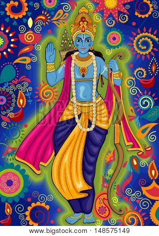 Vector design of Indian God Rama for Dussehra festival celebration in India
