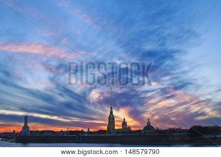 Colorful sunset in Saint-Petersbourg, Russia

Peter and Paul Fortress and Peter and Paul Cathedral