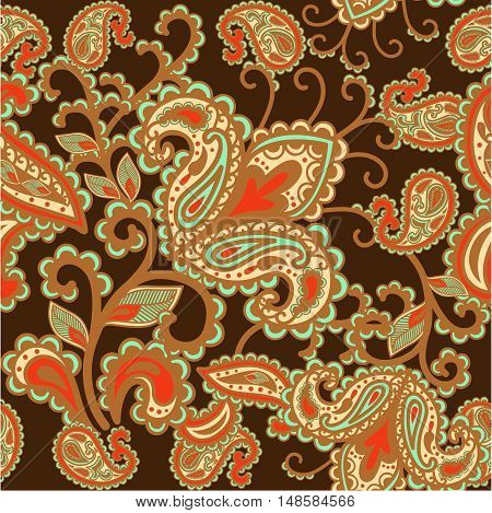 Decorative background Hand-Drawn Henna Mehndi Abstract Mandala Flowers and Paisley Doodle Vector Illustration Design Elements