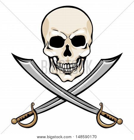 Vector Cartoon Pirate Skull With Cross Swords