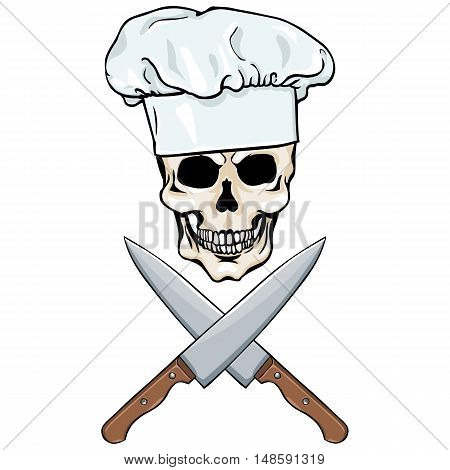 Vector Character -  Skull Chef And Crossed Knifes