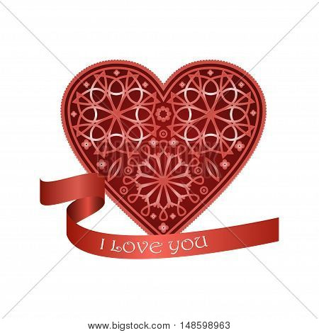 Ornate heart in Victorian style. Vector illustration