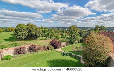 The historic Farnham Park in Surrey captured from Farnham Castle