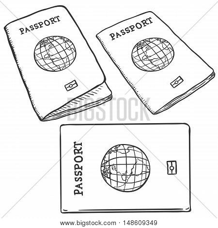 Vector Set Of Sketch Passports