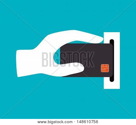 hand holdinh credit card icon design vector illustration eps 10